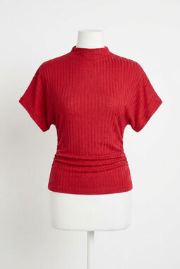 NEW PROJECT SOCIAL T holly funnel neck dolman top in red currant
